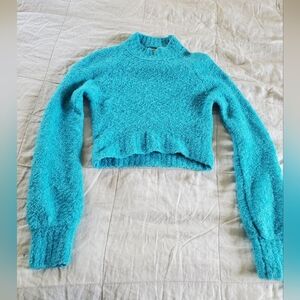 Bright Blue Soft Cropped Sweater URBAN OUTFITTERS Womens M